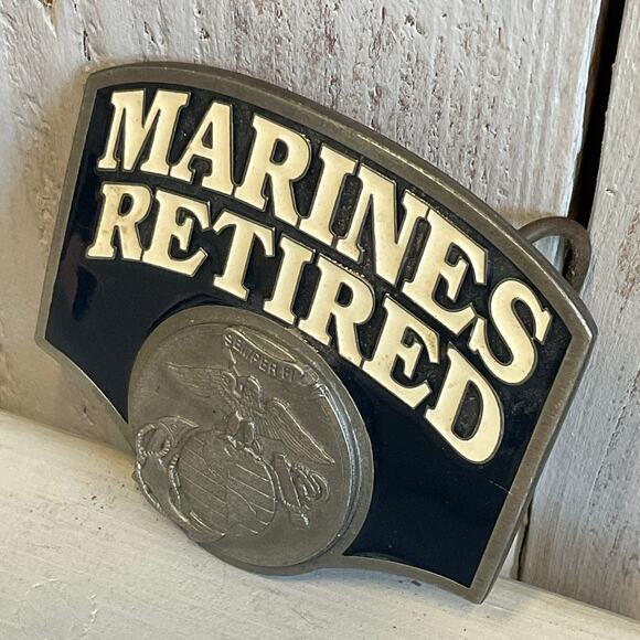 Bergamot Marines Retired Belt Buckle 2002 Military Patriotic Semper Fi Emblem - Picture 2 of 6
